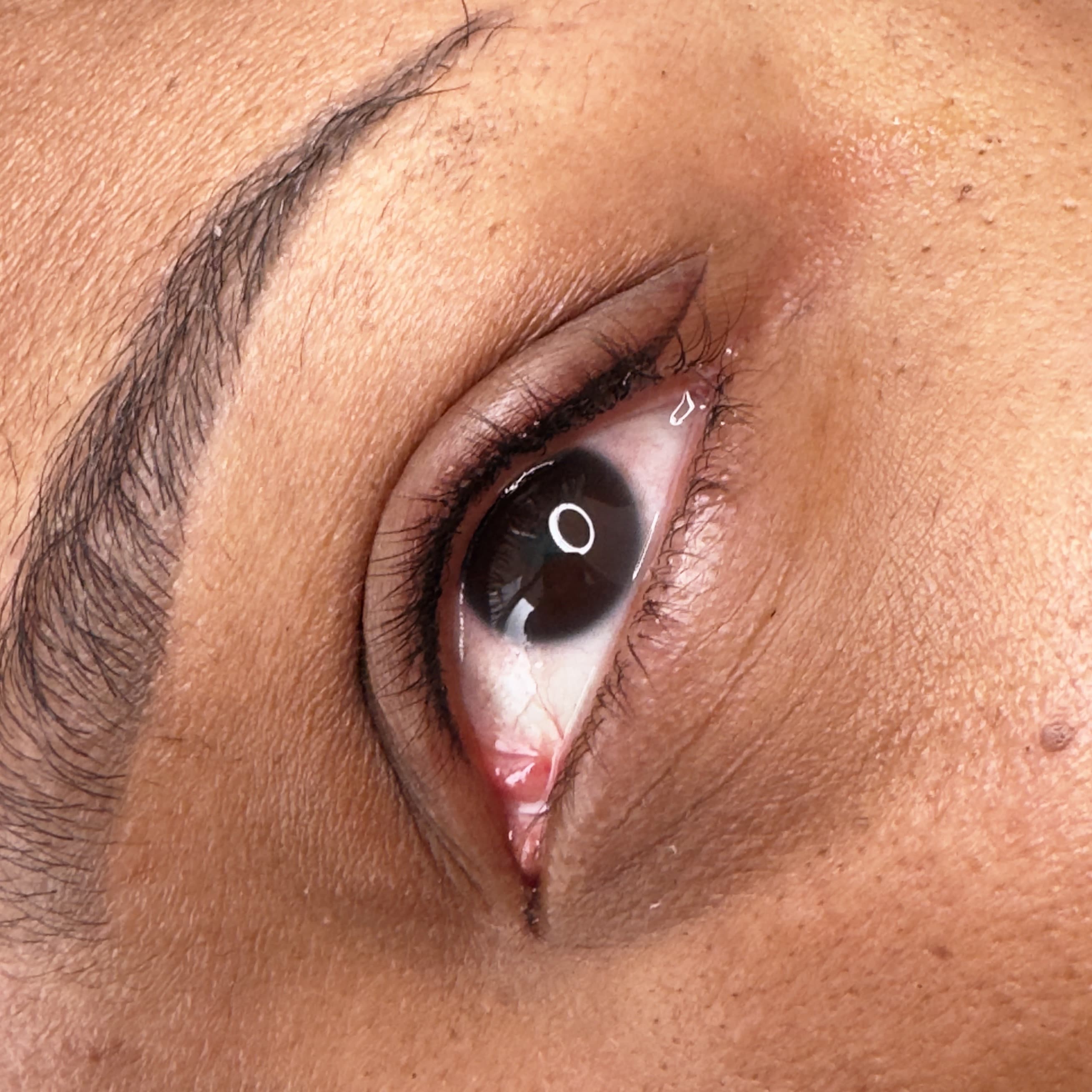 Maquillage semi-permanent des yeux avec eyeliner net et ras de cils accentué, Dijon, Habiba Med